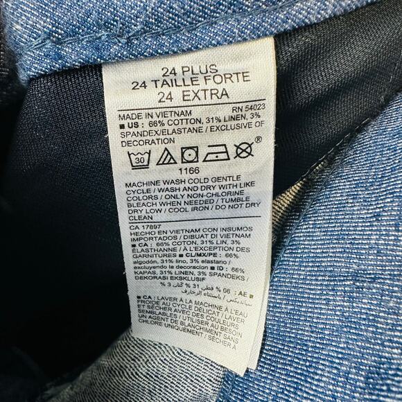 Old Navy Womans Sz 24 Plus Ankle Pixie Pants Blue Stripe Pockets Linen Blend - Picture 4 of 8